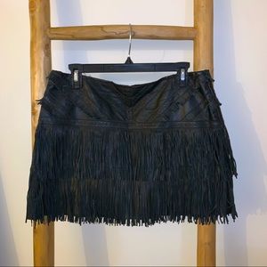 Parker Leather Fringe mini skirt